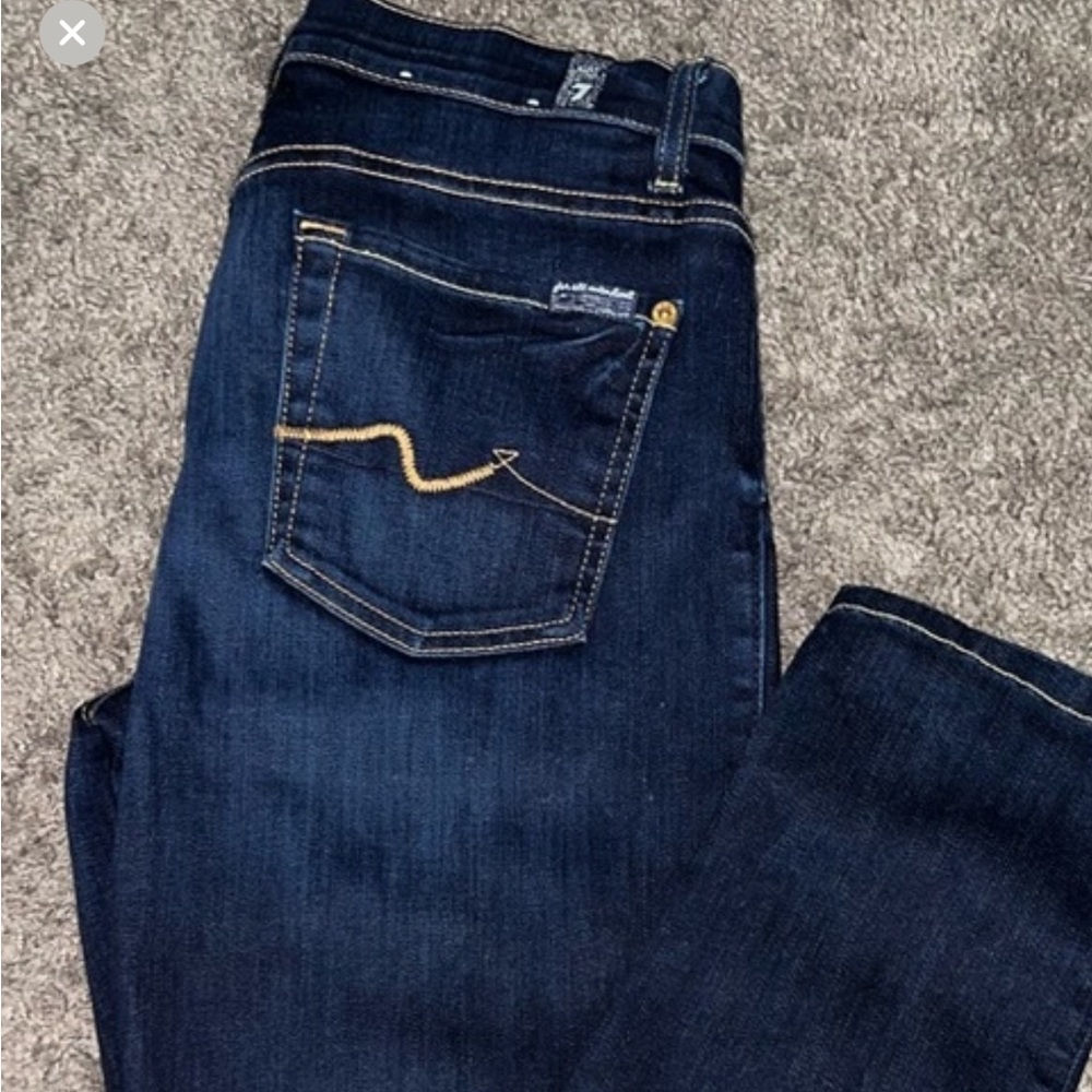 7 for all Mankind Roxanne Mid Rise Skinny Jeans Rinsed Indigo Wash Size 28